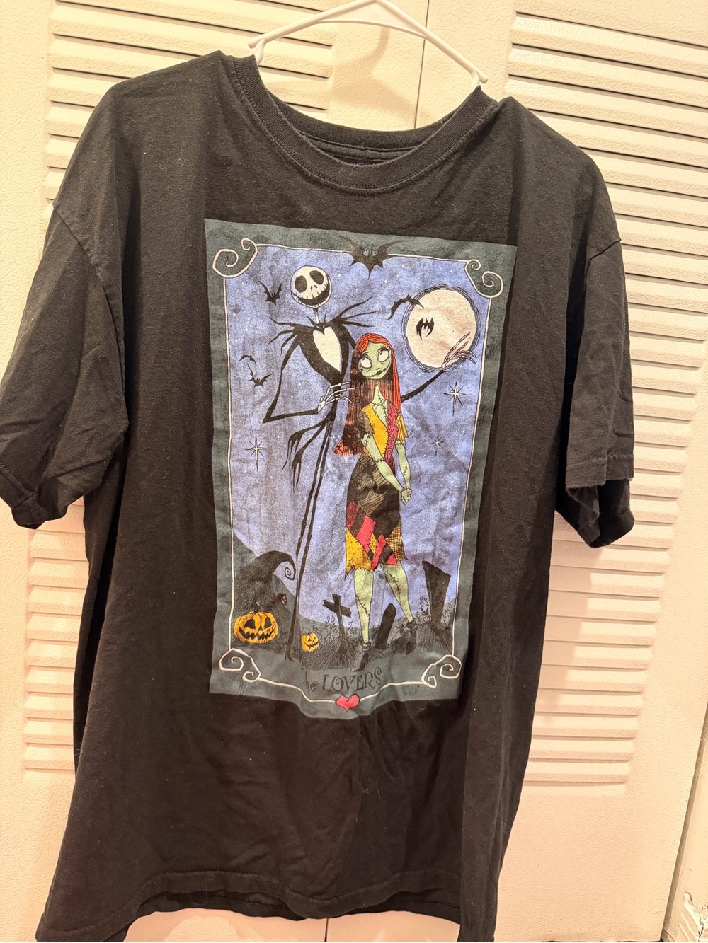 Disney Black Tee with Jack Skellington & Sally Graphic